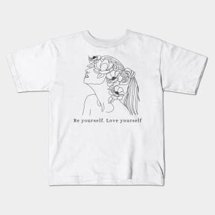 Be yourself love yourself line art Kids T-Shirt